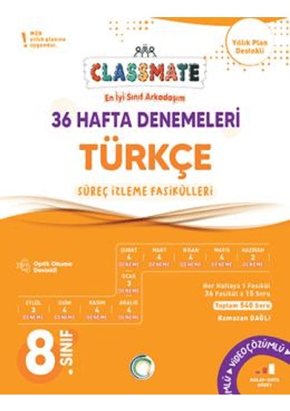 8. Sınıf Türkçe Classmate 36 Hafta Denemeleri