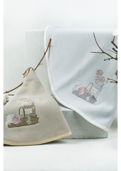 Bej Nakışlı 70X70 2'li Pamuk El/mutfak Havlusu Seti fiyatları