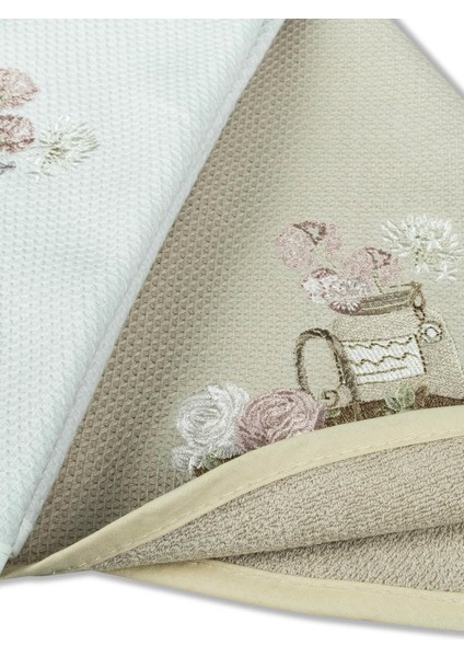 Bej Nakışlı 70X70 2'li Pamuk El/mutfak Havlusu Seti modelleri