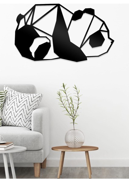 Siyah Panda Figürlü Dekoratif Ahşap Tablo, Şık ve Doğal Ev Dekorasyonu.