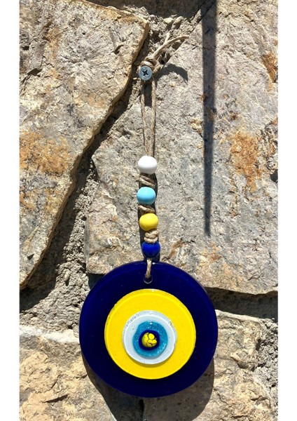 El Yapımı Lacivert Balkon Süsü, 10 Cm, Duvar Dekorasyonu, Nazar Boncuğu Şıklığı