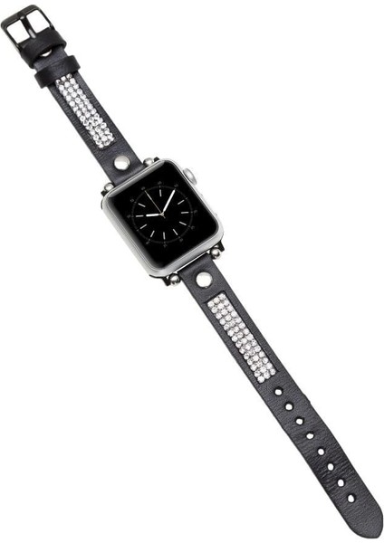 Apple Watch Uyumlu Deri Kordon 38-40-41MM Taşlı St Rst1 modelleri