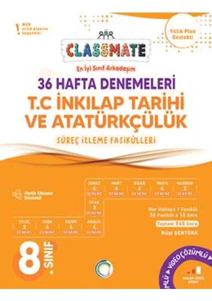 8. Sınıf T.c. Inkılap Tarihi ve Atatürkçülük Classmate 36 Hafta Denemeleri