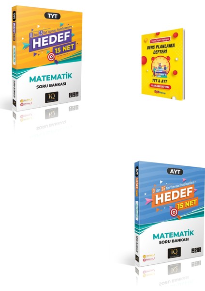 Tyt ve Ayt Hedef 15 Net Matematik Soru Bankaları + Planlama Defteri