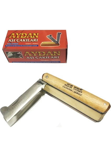 Ikili Ceviz Aşı Çakı, Bıçağı - Ahşap Saplı