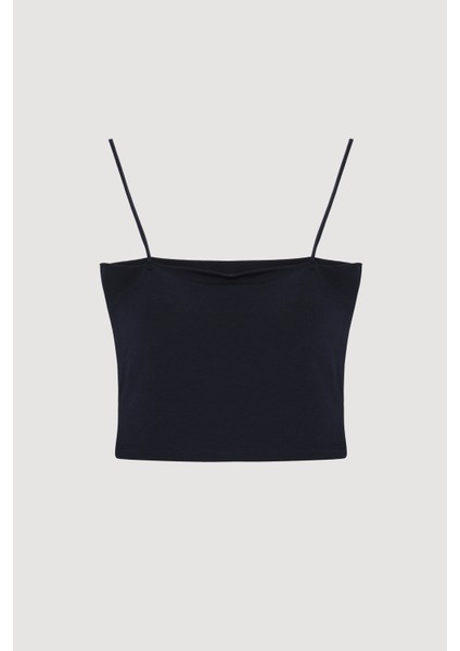 Modal Askılı Crop Basic Atlet Lacivert