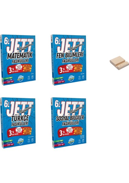 6. Sınıf Jett Matematik Fen Bilimleri Türkçe ve Sosyal Bilgiler Fasikülleri 4lü Set + Telefon Tutucu