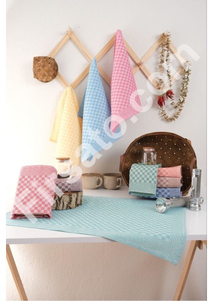 Damalı 4'lü Mutfak Havlusu ve Kurulama Bezi Seti 50X70CM, Kırmızı modelleri