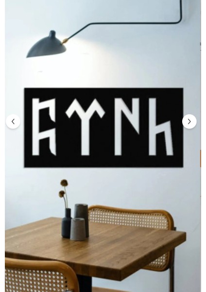 Siyah Ahşap Göktürkçe Türk Yazısı Duvar Dekoru - Salon Oturma Odası Ofis Antre Için Tablo modelleri