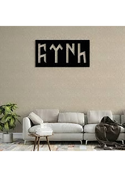 Siyah Ahşap Göktürkçe Türk Yazısı Duvar Dekoru - Salon Oturma Odası Ofis Antre Için Tablo indirimleri