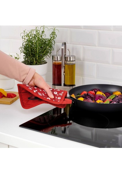 Iki Adet 19X19 cm Isıya Dayanıklı Fırın Kabı Tutacağı, Asılabilir, Keçeli, Kırmızı modelleri