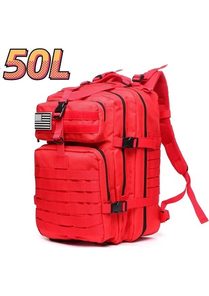 30L/50L 1000D Naylon Su Geçirmez Trekking Balıkçılık Av Çantası Sırt Çantası Açık Sıralama Çakası Taktik Spor Kamp Yürüyüş Renk: Kırmızı (50L) (Yurt Dışından)