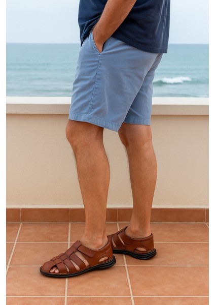 Gr0168 içi Dışı Hakiki Yumuşak Deri Kaydırmaz Kauçuk Taban Terletmez Yara Yapmaz Erkek Sandalet