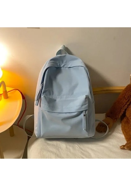 Kadınlar Için Su Geçirmez Naylon Sırt Çantası Basit Düz Renkli Kitap Çantası Seyahat Sırt Çantası Öğrenci Kızları Okul Çantası Kadın Omuz Bagscolor: Mavi/boyut: 29CM X14CM X38CM (Yurt Dışından)