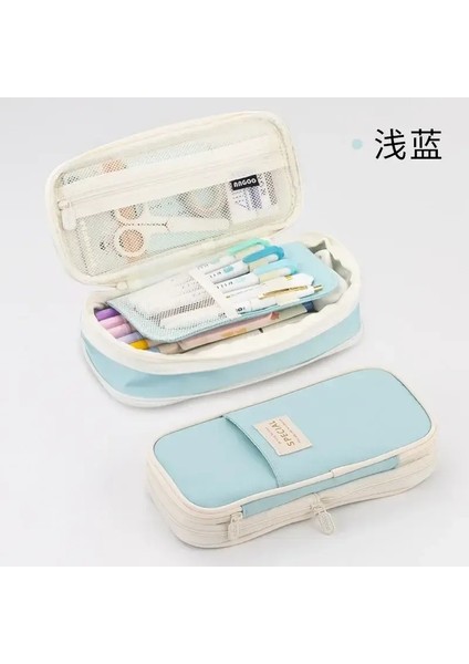 Büyük Kapasiteli Kalem Kılıfı Kırtasiye Okulu Malzemeleri Kalem Kılıfları Koruma Ofis Masası Depolama Çantası Öğrenciler Çocuk Kalem Kılıf Çantaları Kutu Renk: Bebek Mavisi (Yurt Dışından)