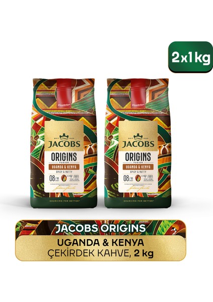 Origins Uganda & Kenya Çekirdek Kahve 1 kg x 2 Adet