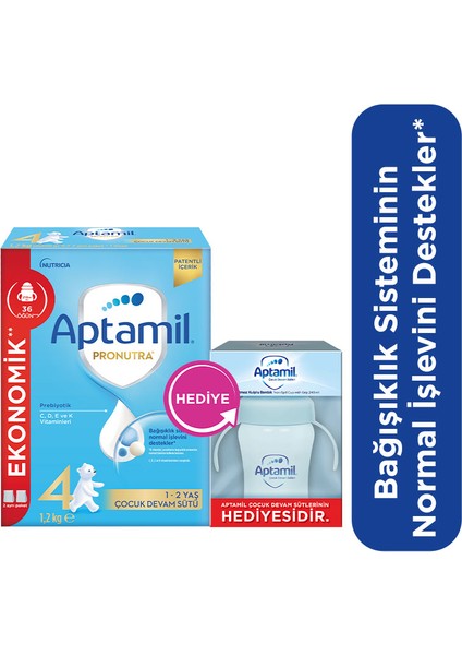 4 Devam Sütü 1200 gr 1 Yaş+ + Aptamil Suluk Hediye
