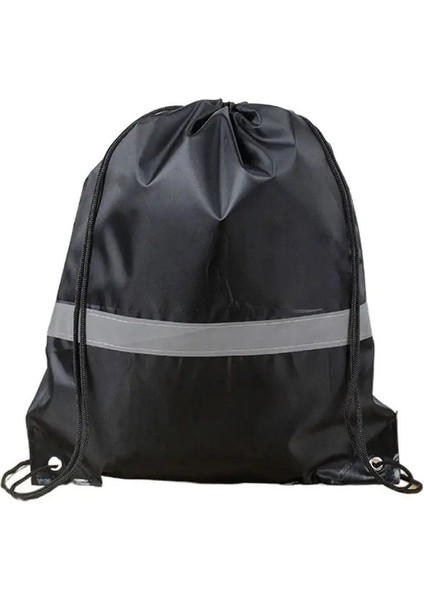 Yansıtıcı Stripe Drawstring Spor Salonu Sırt Çantası 210D Polyester Düz Renk Naylon Spor Omuz Çantası Taşınabilir Su Geçirmezlik: Yeşil (Yurt Dışından)