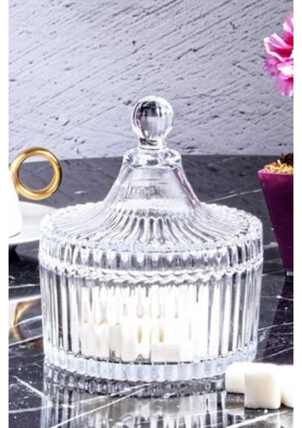 Çok Renkli Kesme Kapaklı Cam Şekerlik, Şık ve Dayanıklı Tasarım