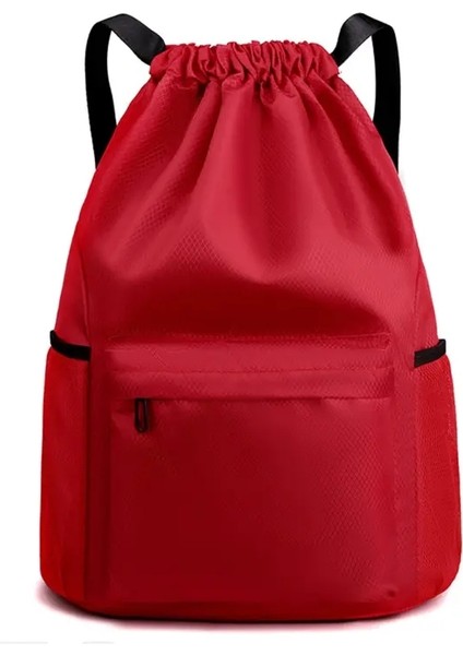 Erkekler/kadınlar Drawstring Cep Sırt Çantası 2024 Yeni Naylon Su Geçirmez Sırt Çantası Büyük Kapasiteli Çekme Seyahat Çantası Fitness Spor Çantası Renk: Kırmızı/boyut: 42X31X15CM (Yurt Dışından)