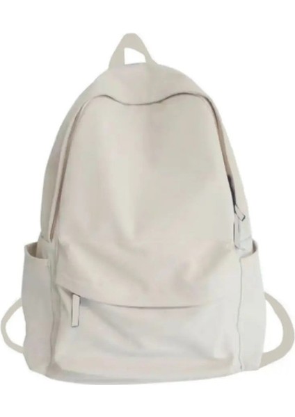 Naylon Çok Yönlü Sırt Çantası Büyük Kapasiteli Su Geçirmez Seyahat Çantası Yıkanabilir Siyah Gri Beyaz Kırmızı Okul Öğrenci Sırt Çantası Unisex Renk: Beyaz (Yurt Dışından)