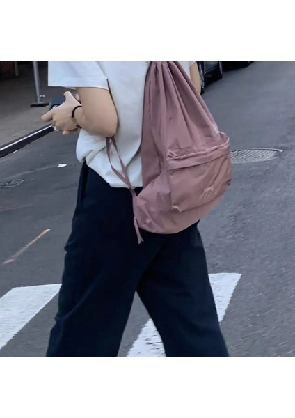 Miyagawa Kore Naylon Drawstring Sırt Çantası Siyah Pembe Taşıma Sırt Çantaları Nedensel Öğrenciler Lise Ins Stil Kadın Bagcolor: Pembe/boyut: 35 45CM (Yurt Dışından)