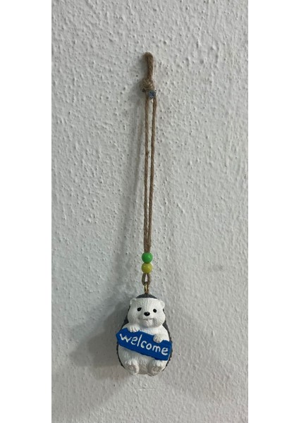 Mavi Balkon Süsü Kirpi Sarkaç Hoşgeldin Tabelası Bahçe Dekorasyonu