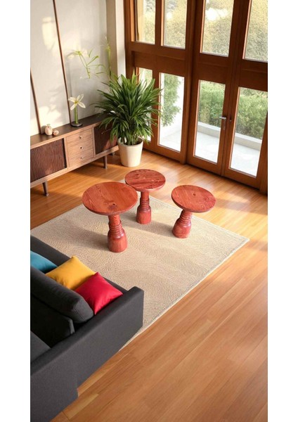 Ahşap Mantar Sehpa Takımı 3 Parça – Maun Renk Yan Sehpa Seti fiyatları