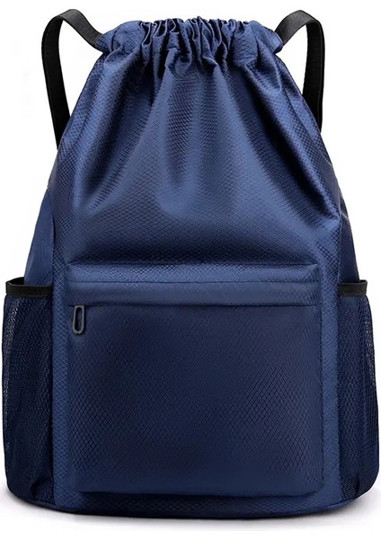 Erkekler/kadınlar Drawstring Cep Backpack 2024 Yeni Naylon Su Geçirmez Sırt Çantası Büyük Kapasiteli Çekme Seyahat Çantası Fitness Spor Bagcolor: Lacivert/boyut: 42X31X15CM (Yurt Dışından)