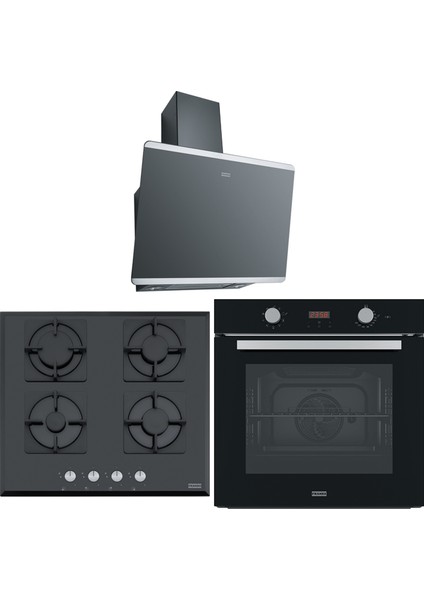 Fpj 615 V Bk/ss Davlumbaz Fhns 604 4g Bk C Ocak Fsl 86 H Bk Fırın Ankastre Set