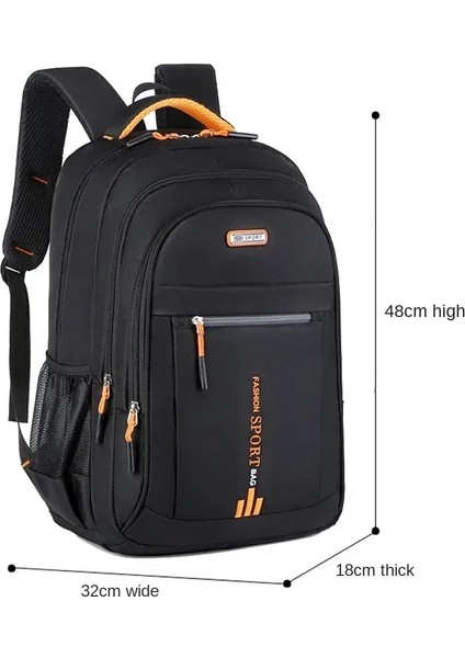 Erkekler Sırt Çantaları Oxford Su Geçirmez Sırplı Işletme Bilgisayar Çantası Günlük Seyahat Sırt Çantaları Kıdemli Lise Öğrenci Schoolbag 가방 Renk: Orange-A (Yurt Dışından)