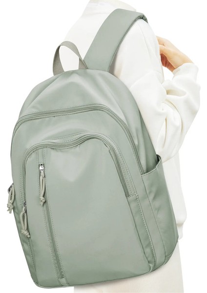 Yüksek Kaliteli Okul Çantası Yeni Su Geçirmez Naylon Erkekler Kadınlar Sırt Çantası Seyahat Sırt Çantası 15.6 Dizüstü Bilgisayarı Genç Kızlar Için Okul Çantası Renk: Gri Yeşil (Yurt Dışından)