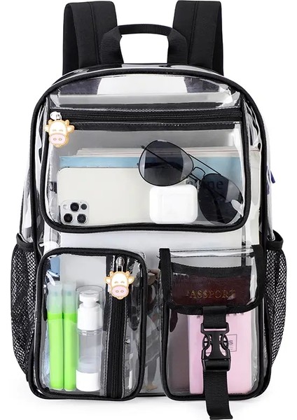 Tinyat Su Geçirmez Şeffaf Çantalar Büyük Kapasiteli Şeffaf Jöle Plaj Sırt Çantaları Pvc Kolej Sporu Hafif Banliyö Bagscolor: T9063BLACK (Yurt Dışından)