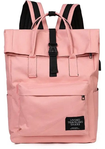 Kadın Sevimli Kolej Sırt Çantası Kız Seyahat Kitap Sırt Çantası Katlanabilir Büyük Kapasiteli Bayanlar Tuval Çantası Kadın Dizüstü Bilgisayar Erkek Okul Çantaları 가방 Renk: Pembe (Yurt Dışından)