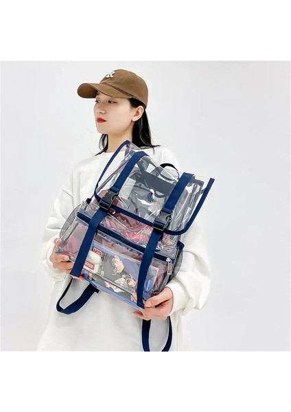 Şeffaf Pvc Kadınlar Sırt Çantası Düz Renk Gündelik Açık Su Geçirmez Öğrenci Okul Çantaları Moda Seyahat Sırt Çantası Erkekler Için Womolor: Siyah (Yurt Dışından)