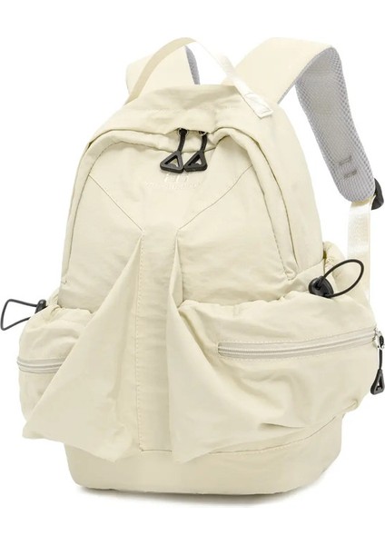 Yeni Düz Renkli Tembel Stil Spor Çift Omuzlu Sırt Çantası: Seyahat Için Şık, Hafif Büyük Kapasite, Okul Gezileri Renk: Beyaz/boyut: 15 Inç (Yurt Dışından)