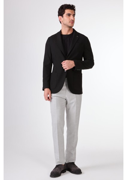 Siyah Balıksırtı Desen Torba Cep Slim Fit Erkek Ceket modelleri