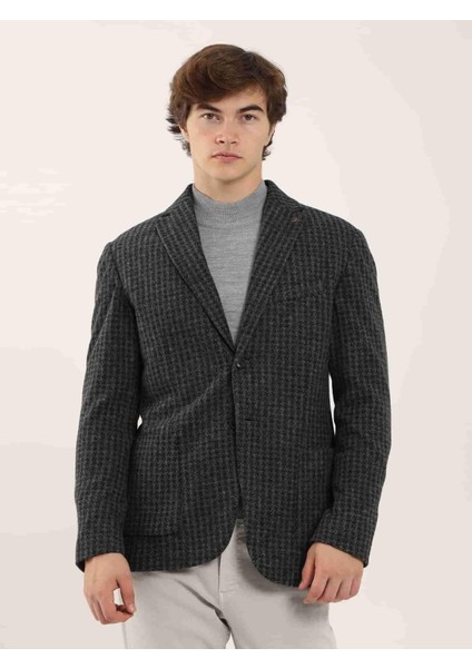 Koyu Gri Melanj Erkek Slim Fit Mono Yaka Ceket fiyatları