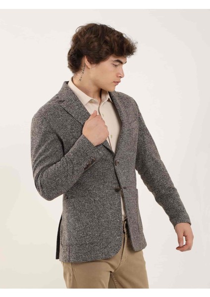 Kahverengi Erkek Slim Fit Melanj Desenli Casual Mono Yaka Ceket fırsatları
