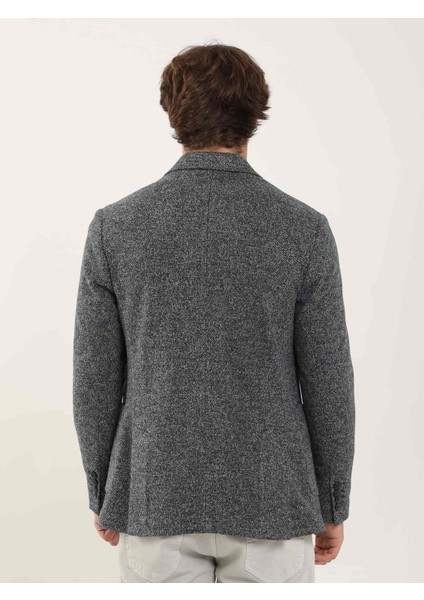 Lacivert Erkek Slim Fit Melanj Desenli Casual Mono Yaka Ceket fırsatları