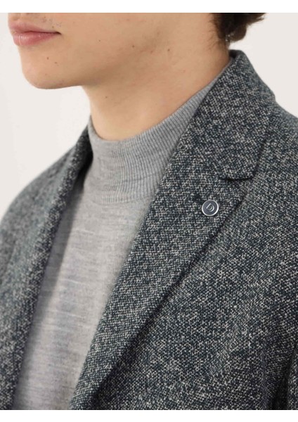 Lacivert Erkek Slim Fit Melanj Desenli Casual Mono Yaka Ceket indirimleri