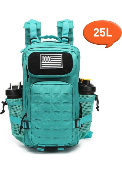 25L/50L Taktik Sırt Çantası Çanta Avcılık Molle Sırt Çantası Spor Salonu Edc Açık Yürüyüş Sırt Çantası Cadı 2 Şişe Tutucular: (25L) Camoblack (Yurt Dışından)
