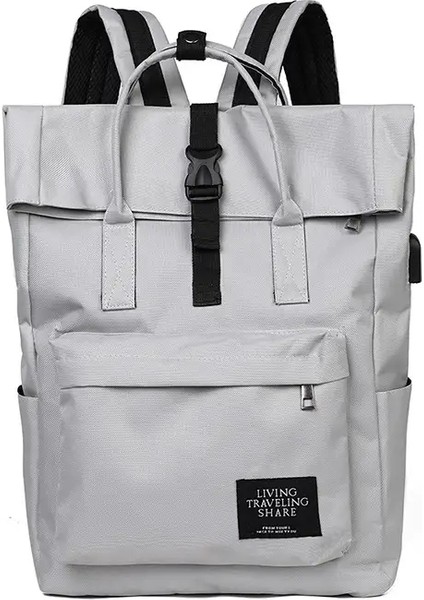 Kadın Sevimli Kolej Sırt Çantası Kız Seyahat Kitap Sırt Çantası Katlanabilir Büyük Kapasiteli Bayanlar Tuval Çanta Kadın Dizüstü Bilgisayar Erkek Okul Çantaları 가방 Renk: Açık Gri (Yurt Dışından)
