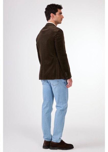 Kahve Kadife Torba Cep Slim Fit Erkek Ceket indirimleri