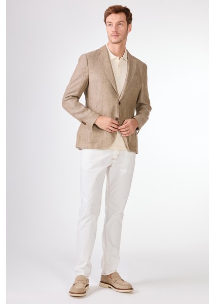 Bej Mono Yaka Slim Fit Erkek Ceket fiyatları