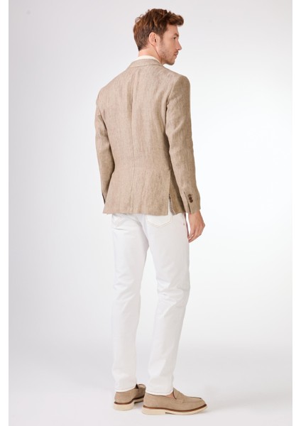 Bej Mono Yaka Slim Fit Erkek Ceket fırsatları