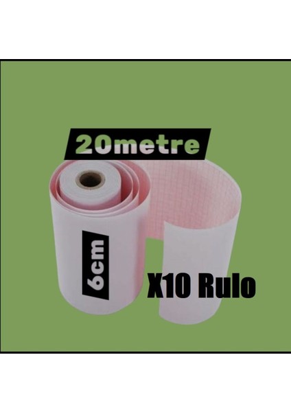 Ecg Ekg Termal Isıya Duyarlı Kalın Gramajlı Ecg Ekg Kağıdı 6cm - 20METRE 10 Adet Rulo