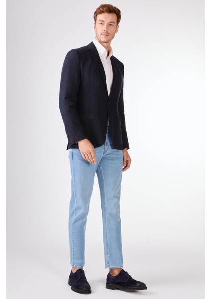 Lacivert Mono Yaka Slim Fit Erkek Ceket