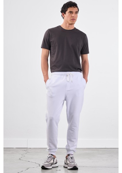 Beyaz Bağcıklı Erkek Regular Fit Eşofman Altı fırsatları