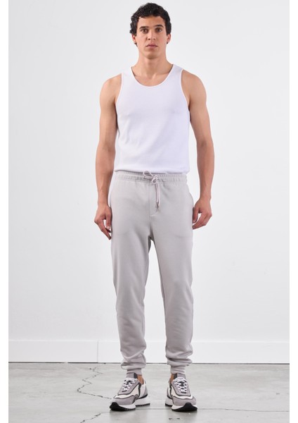 Açık Gri Bağcıklı Erkek Regular Fit Eşofman Altı